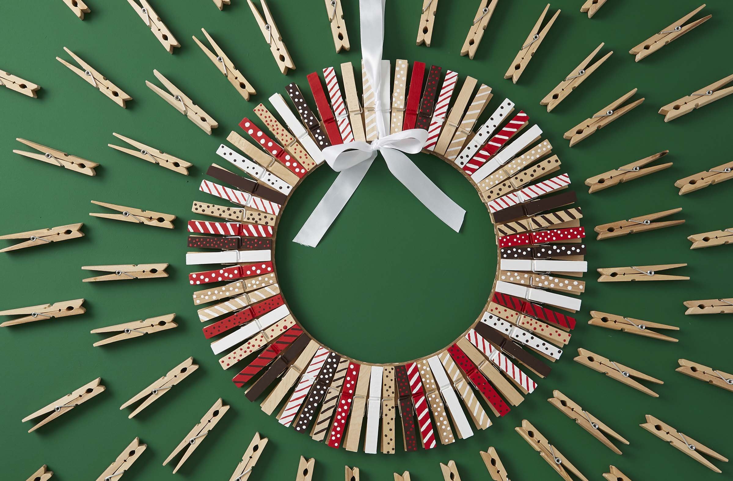 Christmas wreath made from clothes pegs