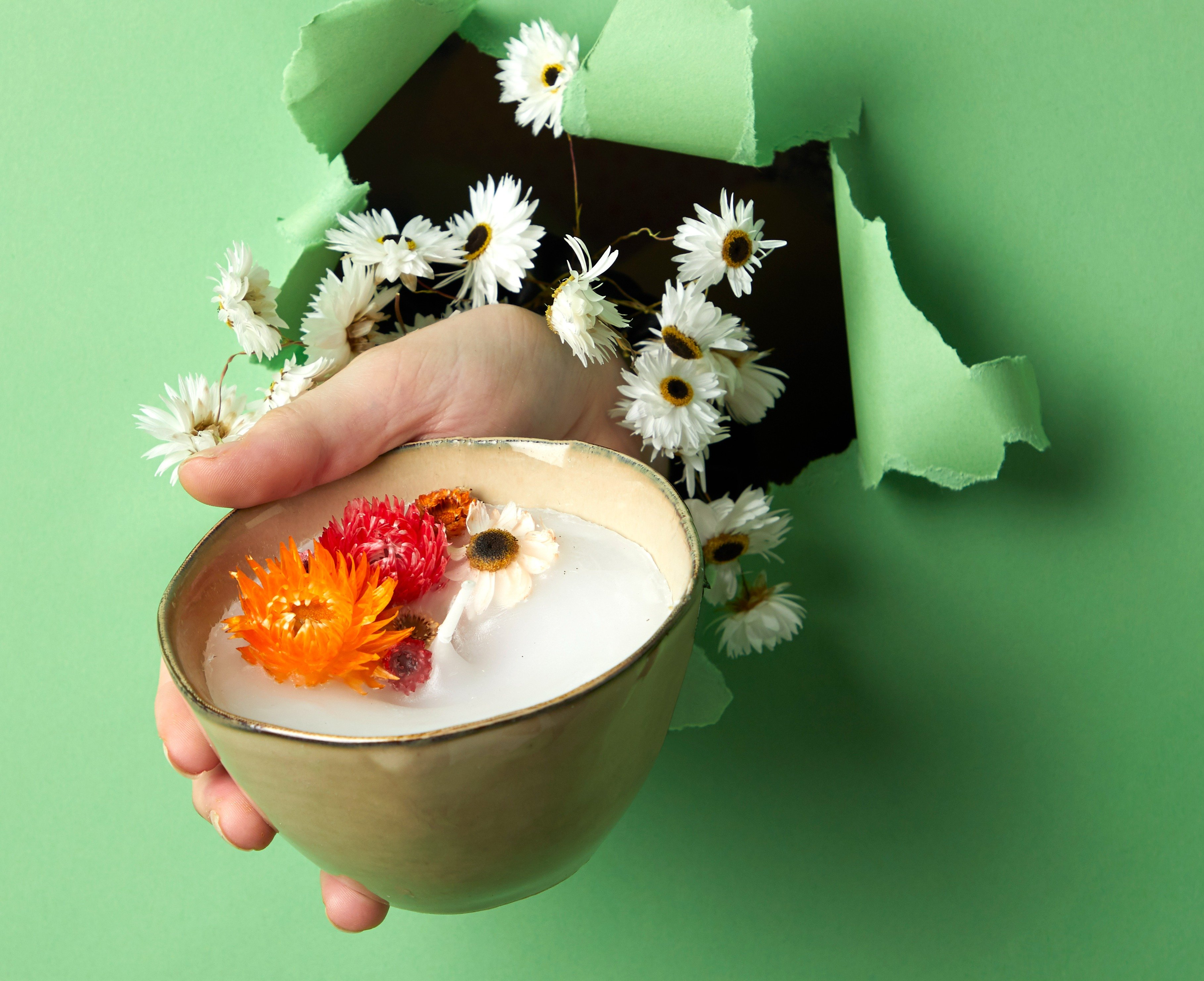 Candles with dried flowers