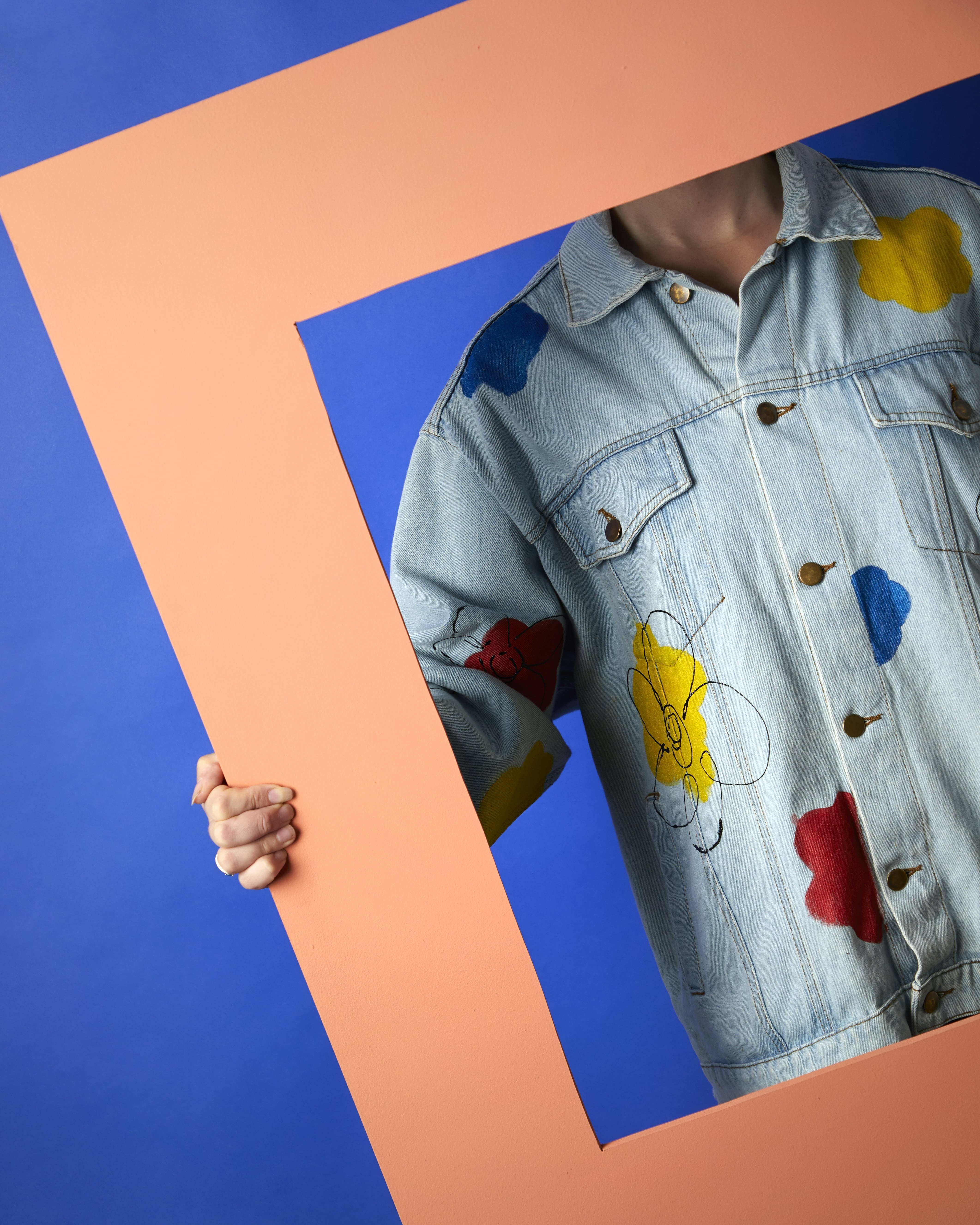 Floral denim jacket