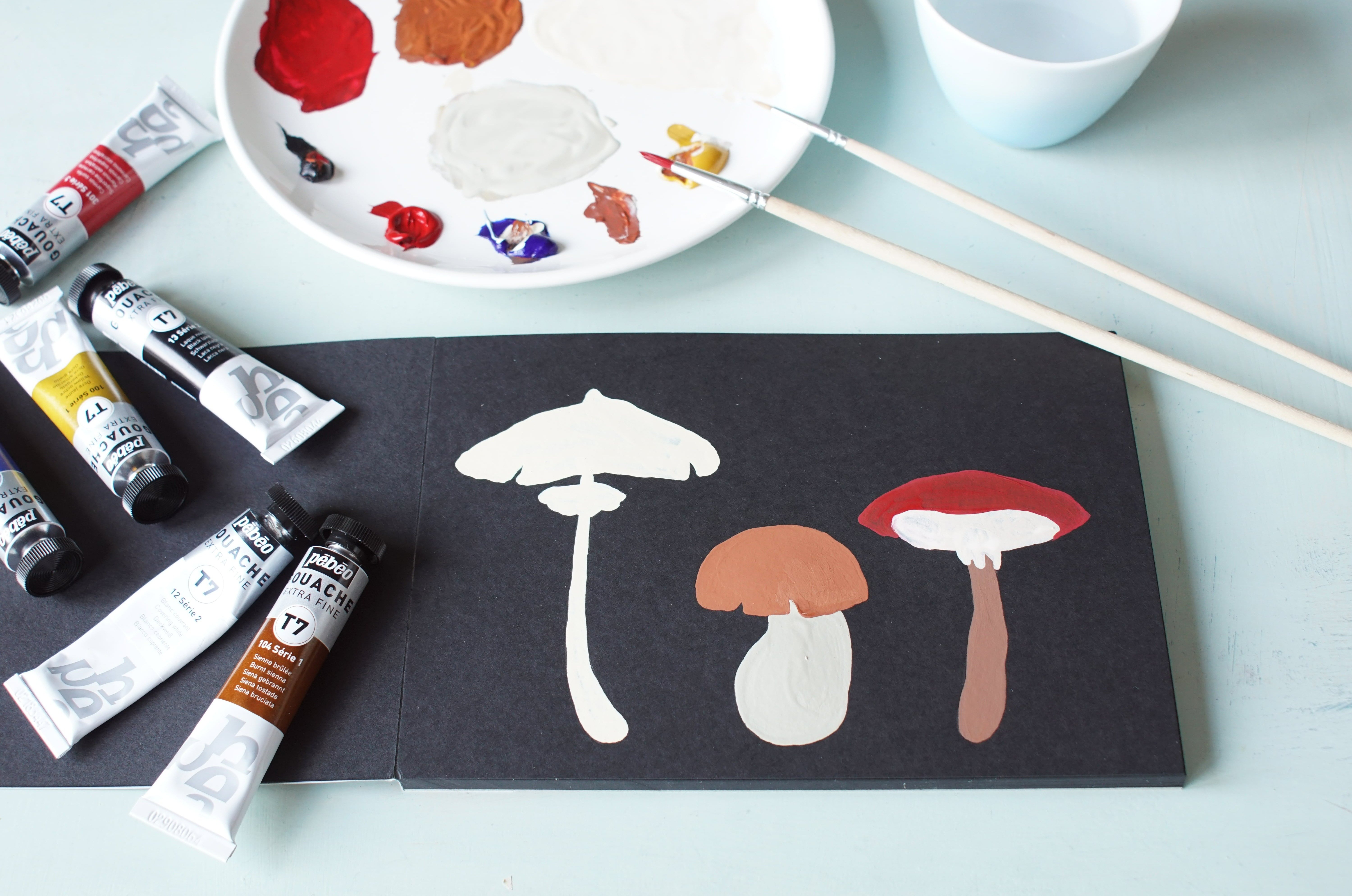 peinture champignons gouache