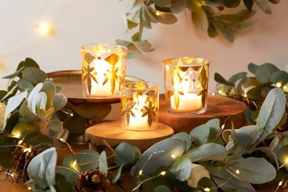 Christmas candleholders in gold leaf