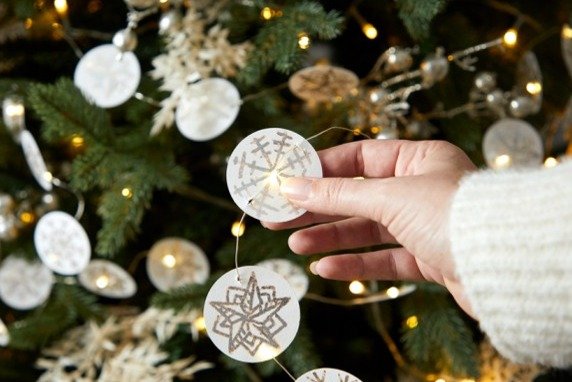 Christmas garland in silver leaf