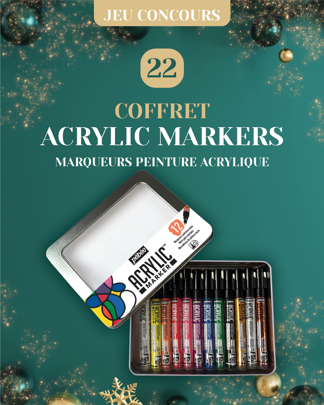 🎉 Jour 22 : Coffret Acrylic Markers🎉

Vous êtes un artiste professionnel ou un passionné qui veut exprimer so...